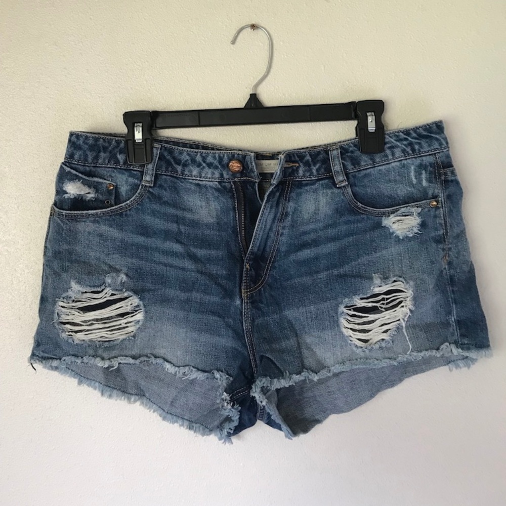 Zara Premium Wash Distressed Jean Shorts